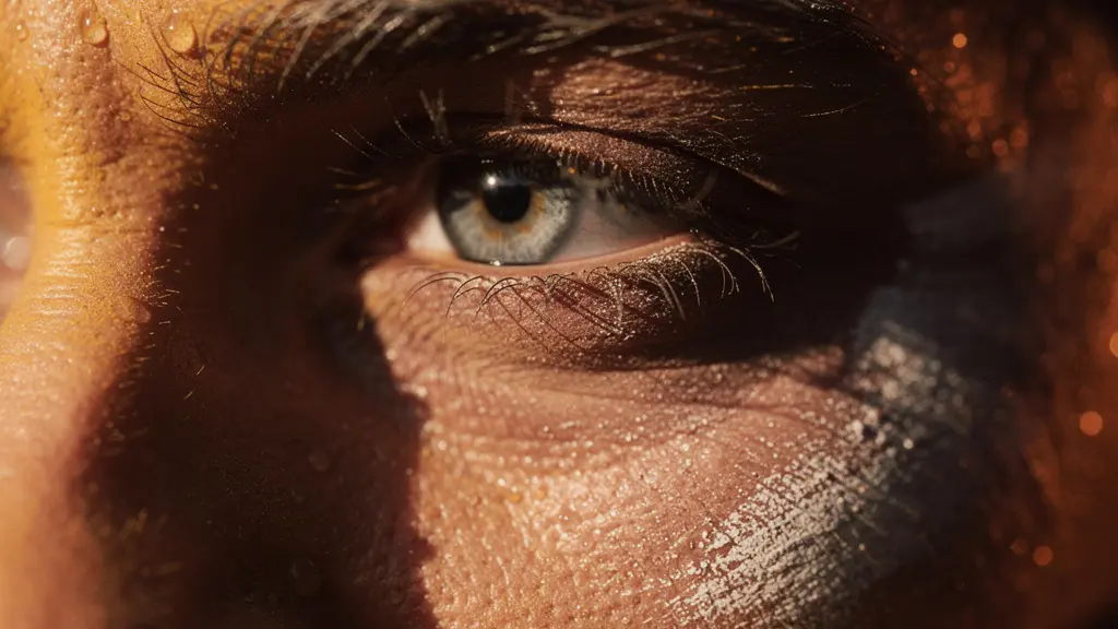 Extreme close-up of actor's eyes showing intense concentration during performance