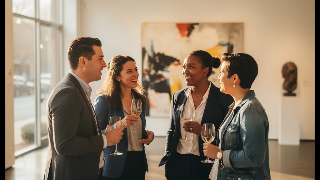 Art enthusiasts exploring gallery spaces during First Thursdays in East London