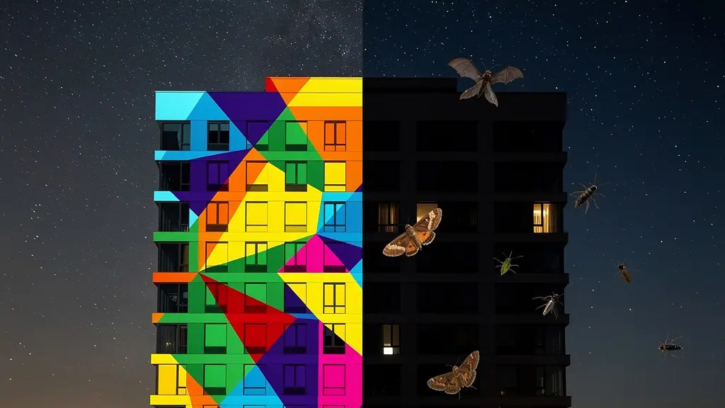 Night scene showing precision projection mapping with minimal light spill on surrounding environment