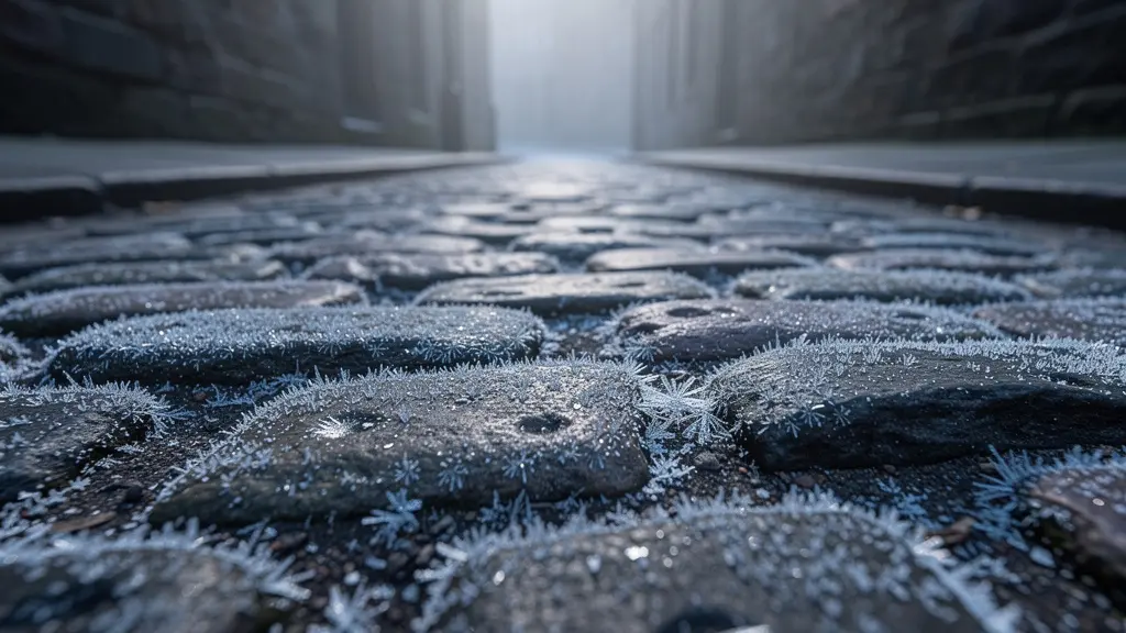 Misty winter morning in Edinburgh Old Town's narrow close