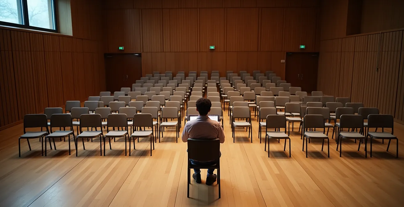 Orchestra musician carefully marking score with pencil during rehearsal