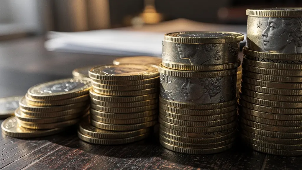 Overhead view of financial planning workspace with British pounds and calculator