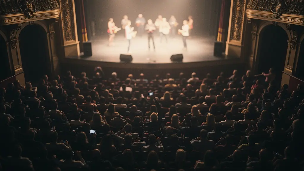 Theatre audience experiencing disrupted immersion with subtle light distraction