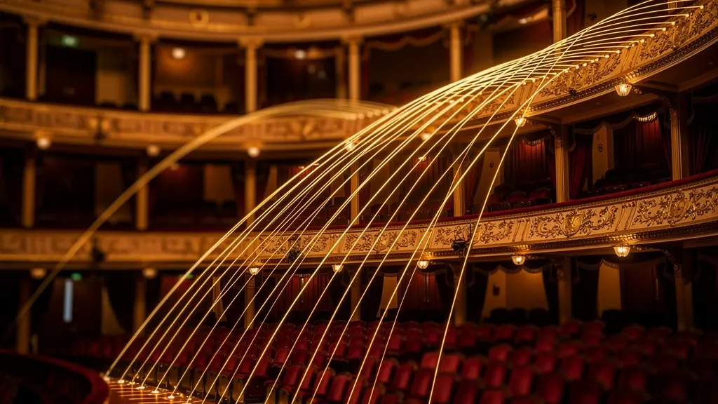 Cross-section view of Victorian theatre horseshoe design showing acoustic reflection patterns