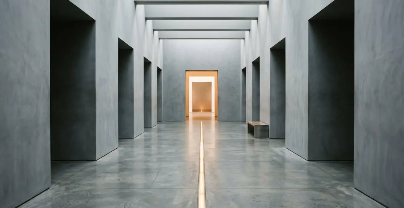 Minimalist architectural space using light to guide movement